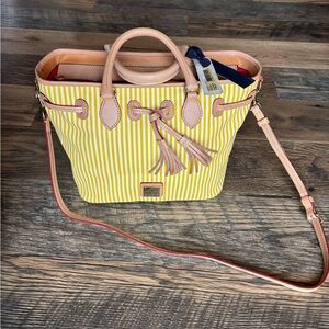 Dooney & Bourke Yellow and Tan Striped Shoulder Bag